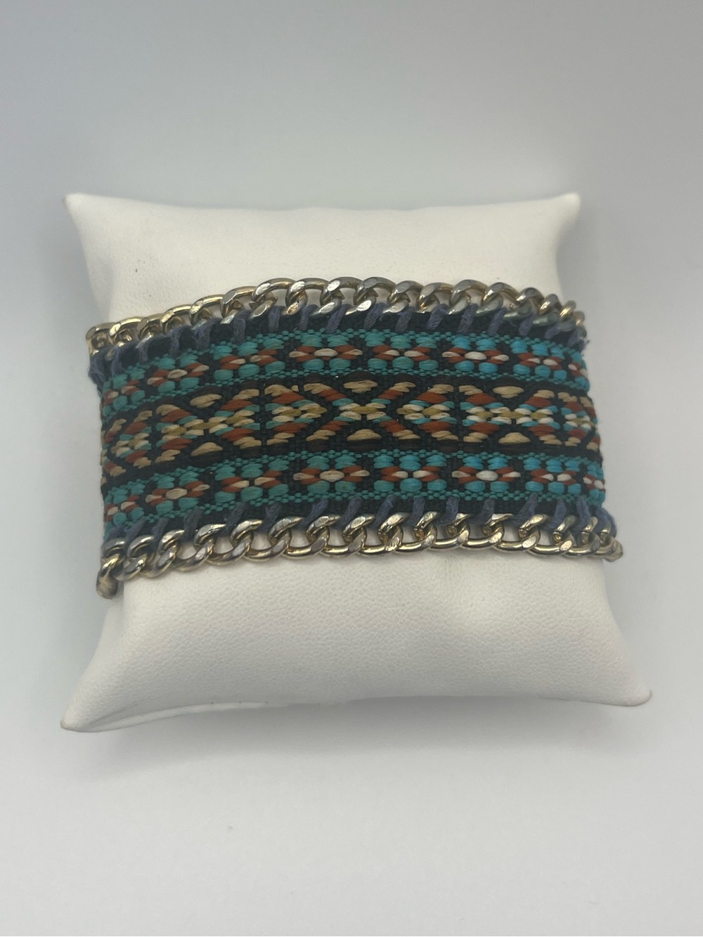 Vintage Woven Multi Color Bracelet With Magnetic Clasp